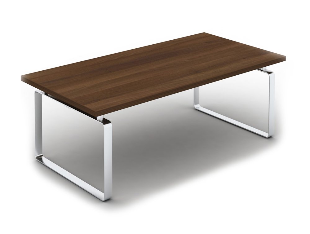 Loop Rectangular Glass Coffee Table With Closed Chrome Frame