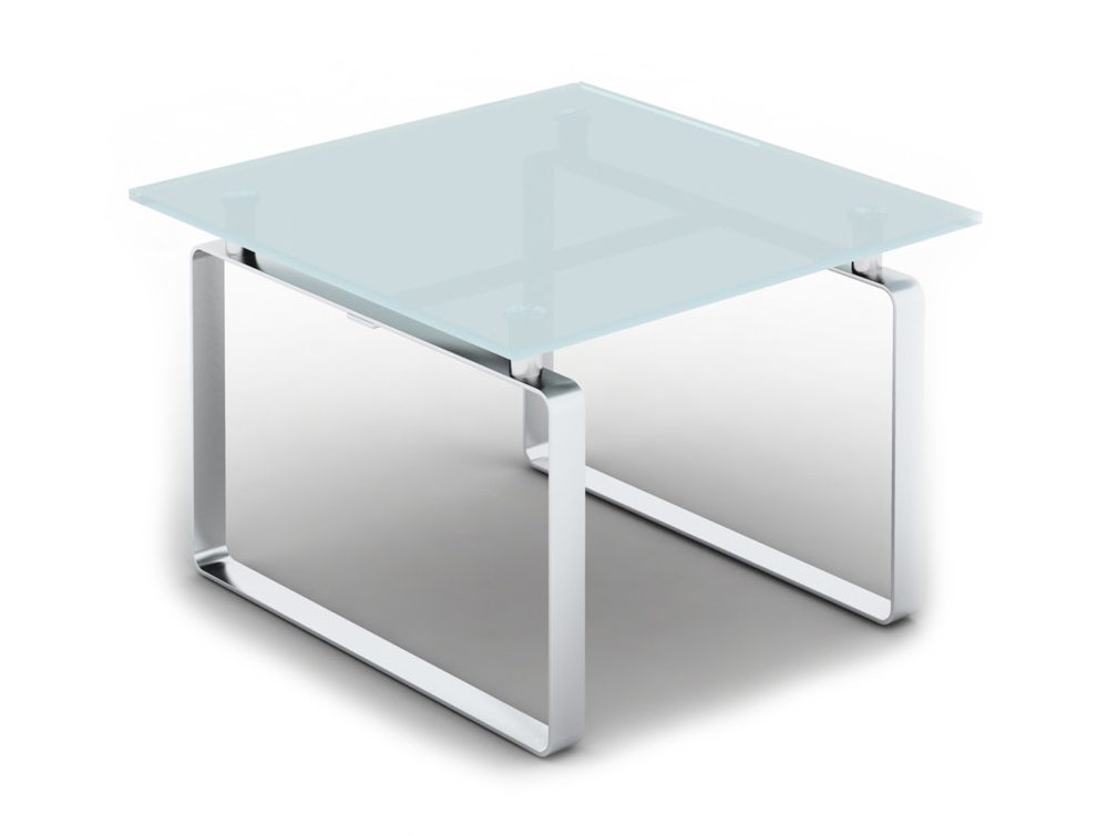 Loop Rectangular Glass Coffee Table With Closed Chrome Frame