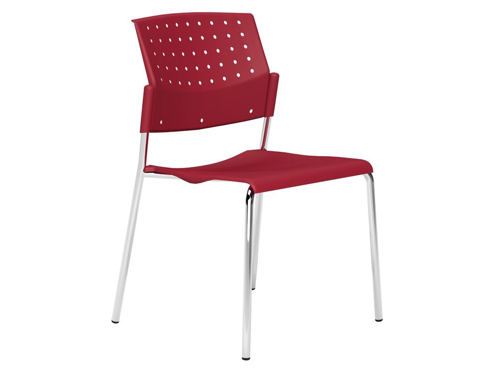 Om Plastic Stackable Canteen Chair In Red Omstackable Plastic Meeting Conference Chair Without Arms In Red